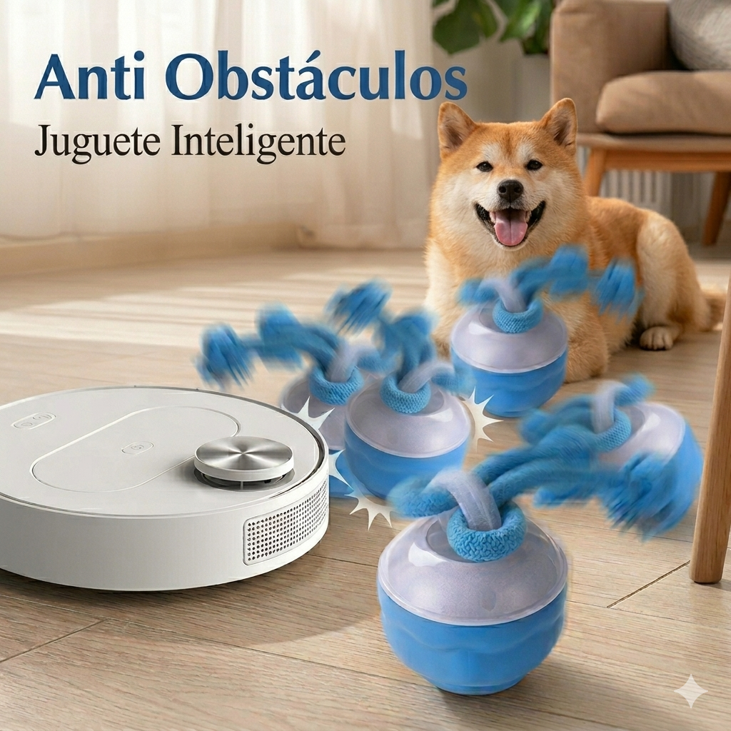 Pelota Interactiva para Perros con Cuerda – Juguete Rodante Automático con Sensor de Movimiento