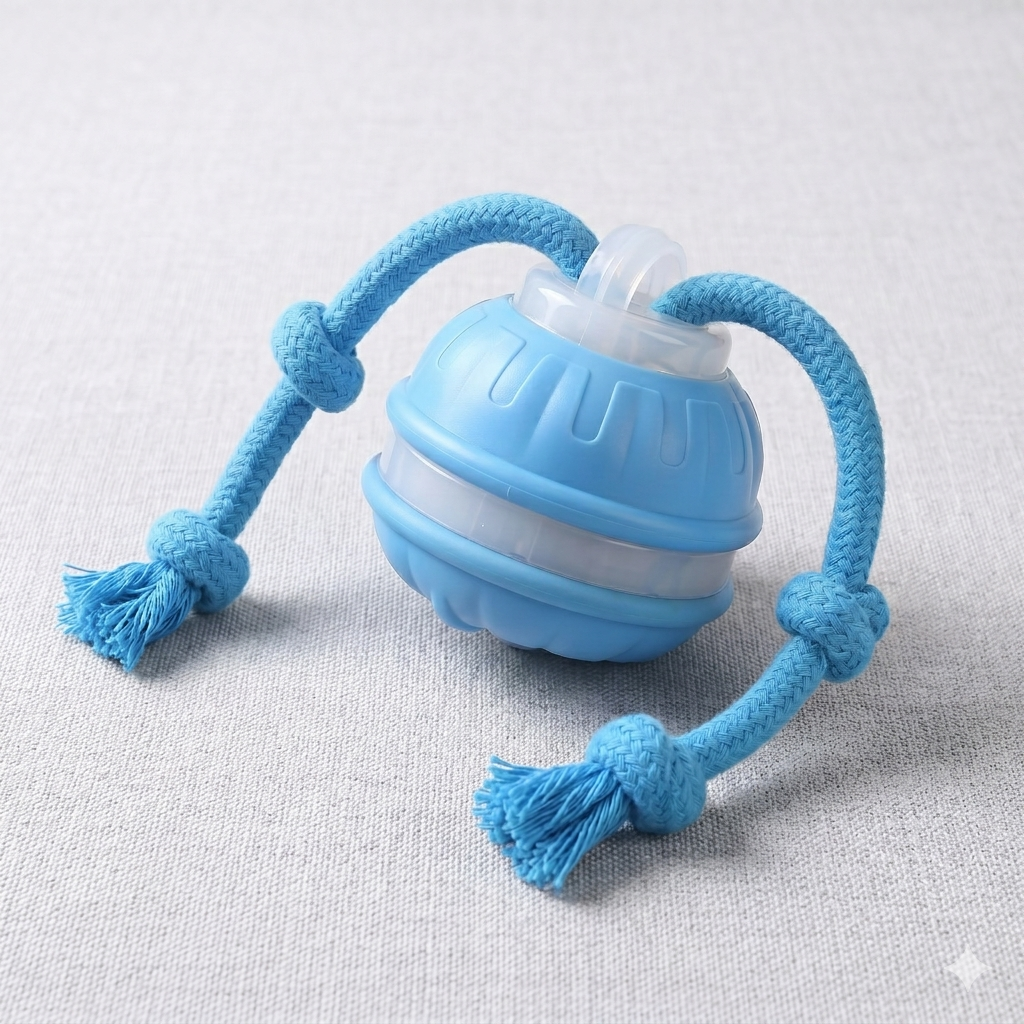 Pelota Interactiva para Perros con Cuerda – Juguete Rodante Automático con Sensor de Movimiento