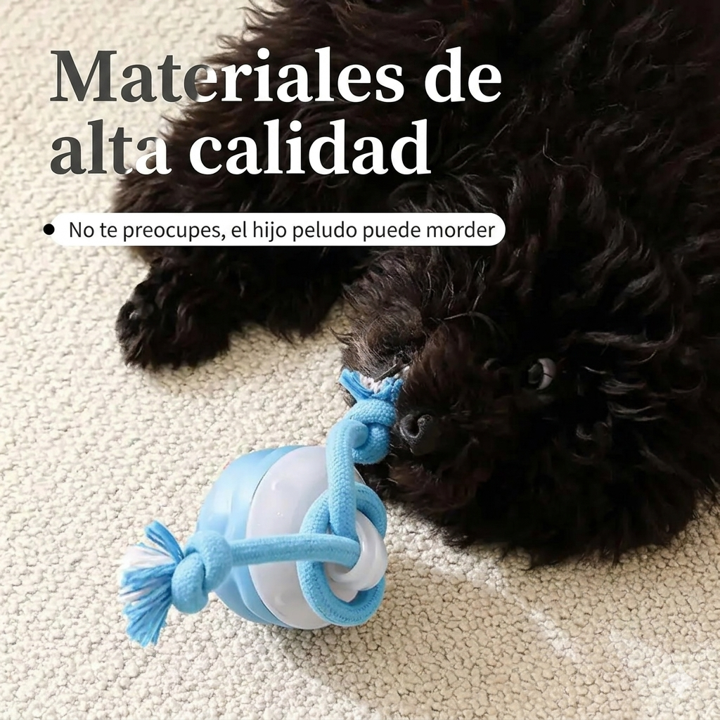 Pelota Interactiva para Perros con Cuerda – Juguete Rodante Automático con Sensor de Movimiento