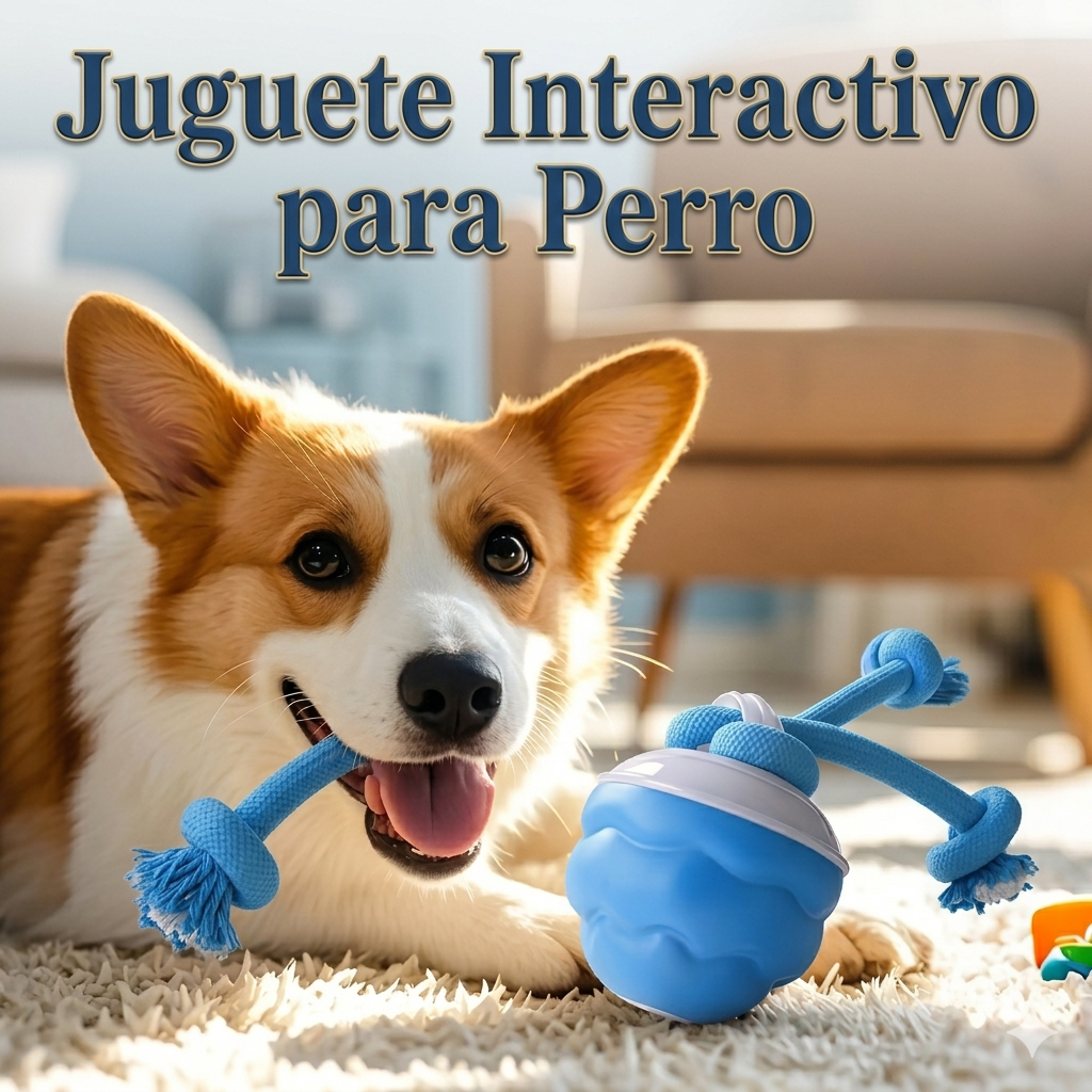 Pelota Interactiva para Perros con Cuerda – Juguete Rodante Automático con Sensor de Movimiento