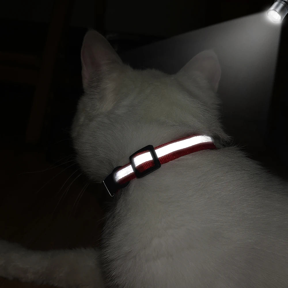 Personalized Reflective Cat Collar with Engraved ID Nameplate and Bell - Anti-Lost Solution for Cats and Kittens