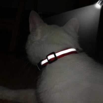 Personalized Reflective Cat Collar with Engraved ID Nameplate and Bell - Anti-Lost Solution for Cats and Kittens