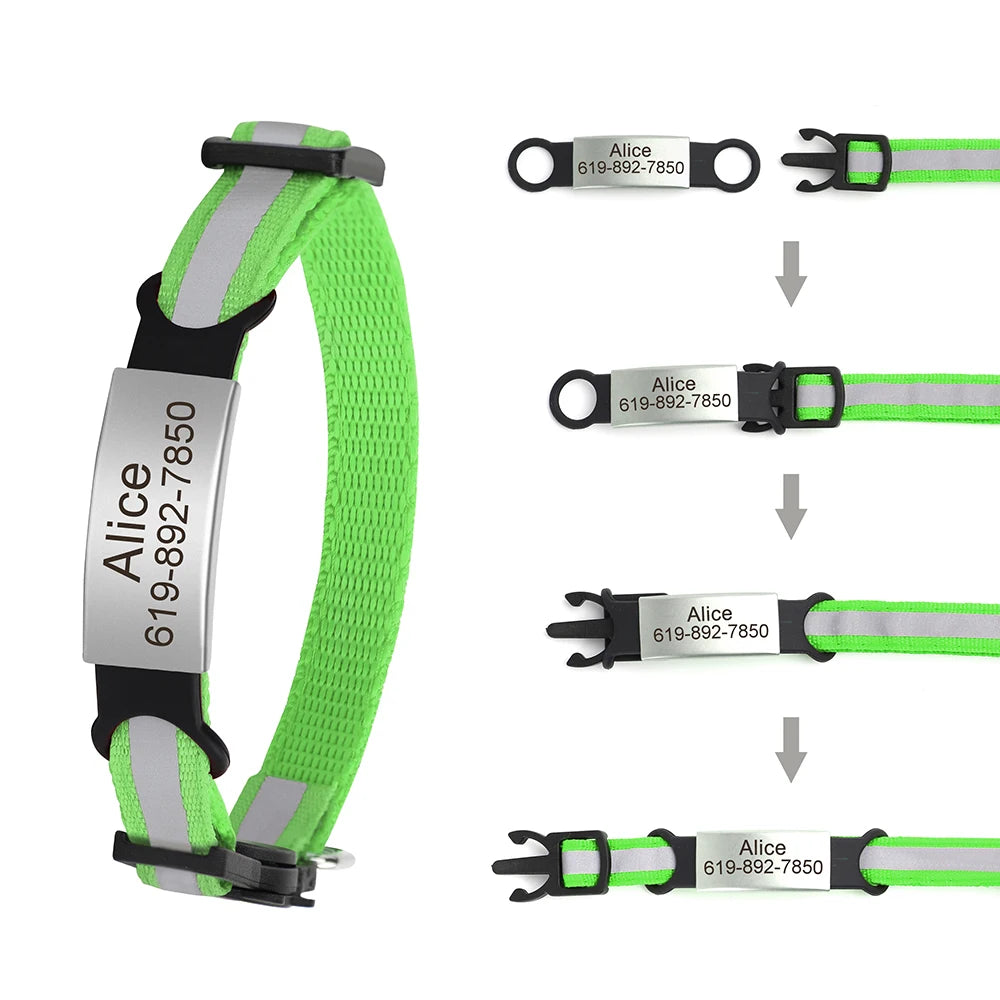 Personalized Reflective Cat Collar with Engraved ID Nameplate and Bell - Anti-Lost Solution for Cats and Kittens